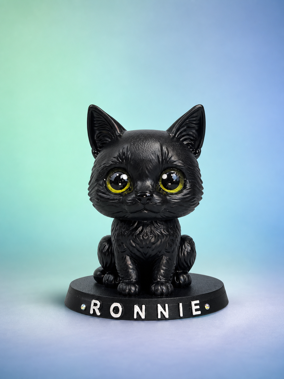 Funko PET do gato Ronnie em resina preta com olhos amarelos